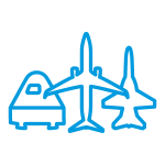 Icon of space, commercial, and defense products